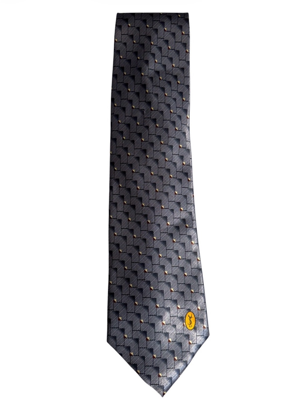 vintage gray silk Yves Saint Laurent necktie